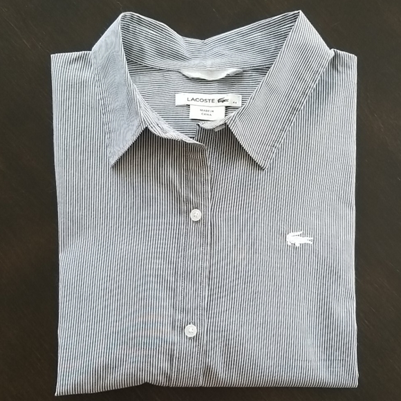 🚫SOLD - Lacoste Navy & White Stripe Shirt - Picture 4 of 8
